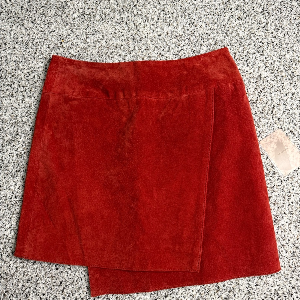 Elegant Orange Suede Skirt